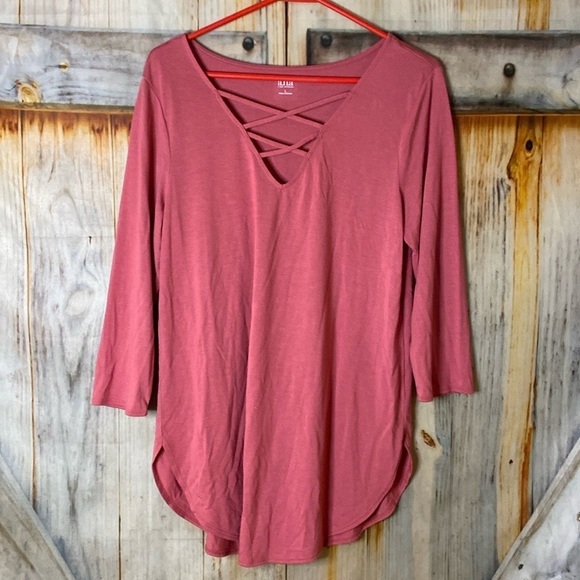a.n.a Tops - A.N.A. NWOT Stretchy Soft Long Sleeve Criss Cross Tunic Tee